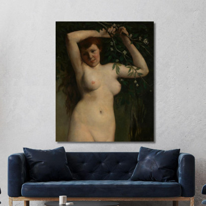 Nudo Con Ramo Fiorito Gustave Courbet cg122 quadro stampato su tela