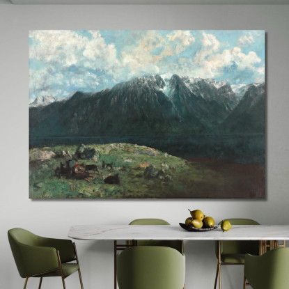 Vista Panoramica Sulle Alpi Les Dents Du Midi Gustave Courbet cg123 quadro stampato su tela