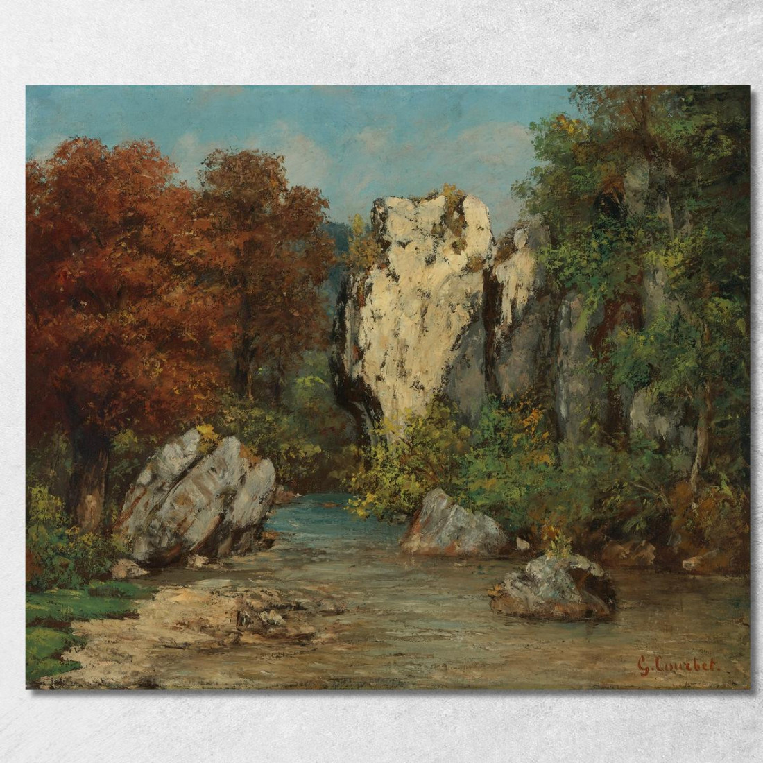 Paesaggio Con Ruscello E Roccia Gustave Courbet cg125 quadro stampato su tela Paesaggio Con Ruscello E Roccia Gustave Courbet cg125 quadro stampato su tela