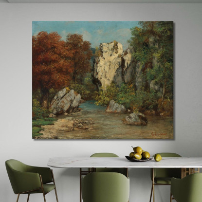 Paesaggio Con Ruscello E Roccia Gustave Courbet cg125 quadro stampato su tela