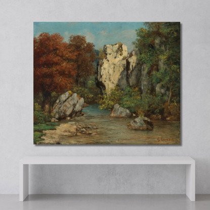 Paesaggio Con Ruscello E Roccia Gustave Courbet cg125 quadro stampato su tela