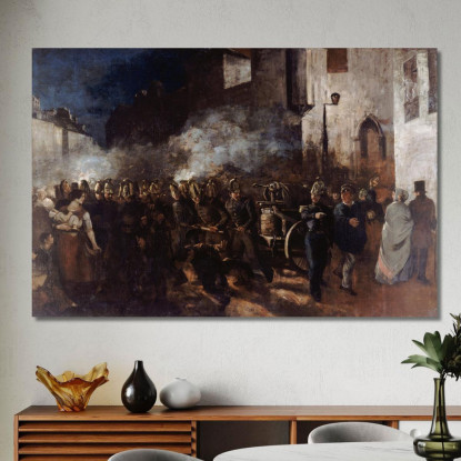 Vigili Del Fuoco Che Corrono Verso Un Incendio Gustave Courbet cg129 quadro stampato su tela