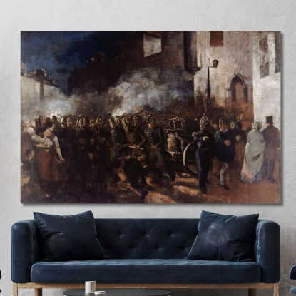 Vigili Del Fuoco Che Corrono Verso Un Incendio Gustave Courbet cg129 quadro stampato su tela