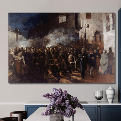 Vigili Del Fuoco Che Corrono Verso Un Incendio Gustave Courbet cg129 quadro stampato su tela