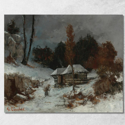Trasportatore Di Fascine In Un Paesaggio Innevato Gustave Courbet cg130 quadro stampato su tela