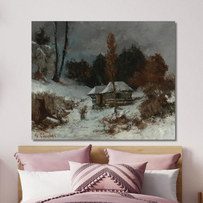 Trasportatore Di Fascine In Un Paesaggio Innevato Gustave Courbet cg130 quadro stampato su tela