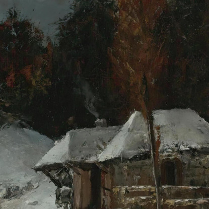 Trasportatore Di Fascine In Un Paesaggio Innevato Gustave Courbet cg130 quadro stampato su tela