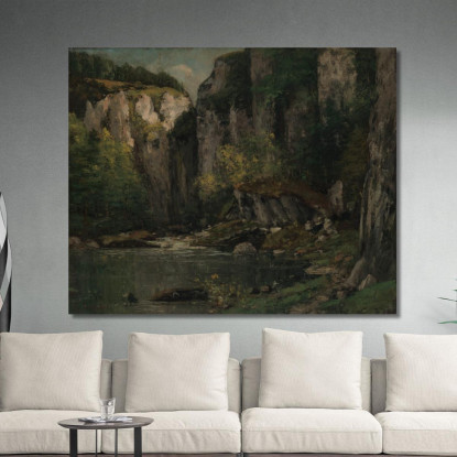 Fiume E Rocce Gustave Courbet cg145 quadro stampato su tela