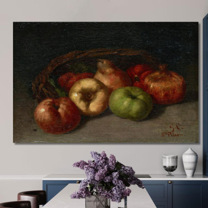 Natura Morta Con Mele Pere E Melograni Gustave Courbet cg158 quadro stampato su tela