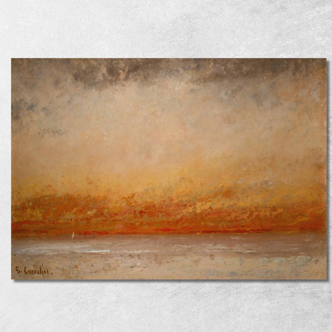 Marina Al Tramonto Gustave Courbet cg161 quadro stampato su tela Marina Al Tramonto Gustave Courbet cg161 quadro stampato su tela