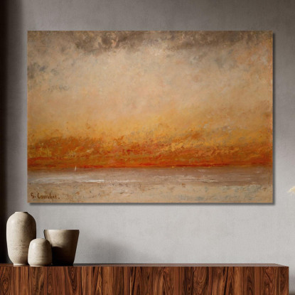 Marina Al Tramonto Gustave Courbet cg161 quadro stampato su tela