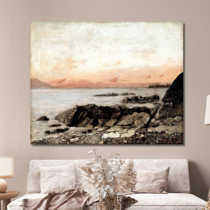 Tramonto Vevey Svizzera Gustave Courbet cg162 quadro stampato su tela
