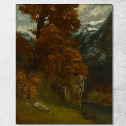 La Valletta Di Ornans Bords Du Doubs Effetto Autunnale Gustave Courbet cg171 quadro stampato su tela