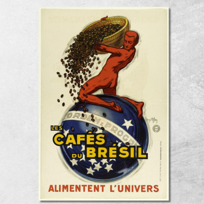 Cafés Du Bresil Alimenta L'Universo Jean d'Ylen jyl15 quadro stampato su tela