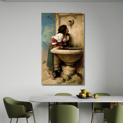 Ragazza Romana Alla Fontana Léon Bonnat lbn35 quadro stampato su tela