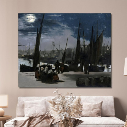 Clair De Lune Sul Porto Di Boulogne Chiaro Di Luna Sul Porto Di Boulogne 1869 Édouard Manet emt24 quadro stampato su tela