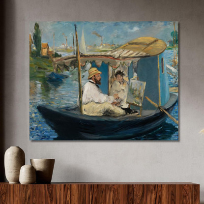 Claude Monet Dipinge Nel Suo Studio Édouard Manet emt26 quadro stampato su tela
