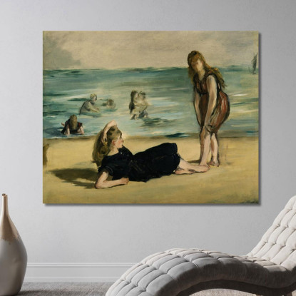Sulla Spiaggia 1868 Édouard Manet emt68 quadro stampato su tela