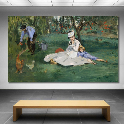 La Famiglia Monet Nel Loro Giardino Ad Argenteuil Édouard Manet emt130 quadro stampato su tela