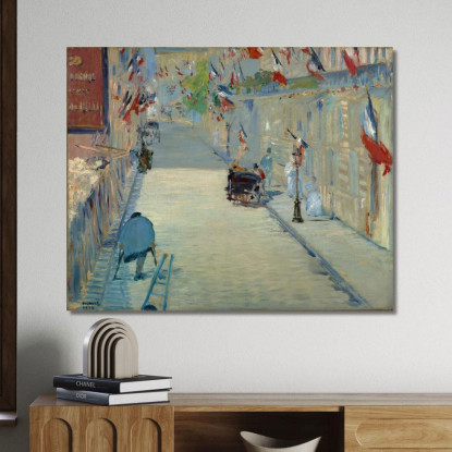 La Rue Mosnier Con Le Bandiere Édouard Manet emt135 quadro stampato su tela