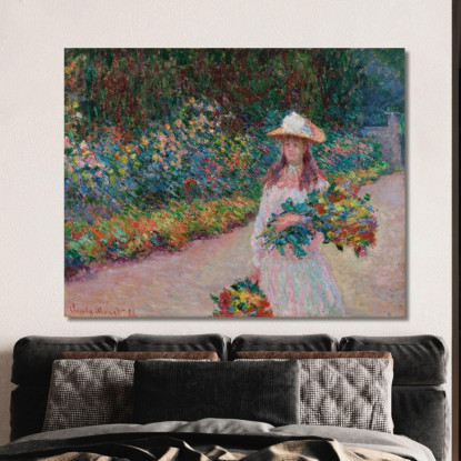 Ragazza Nel Giardino Di Giverny Claude Monet mnt256 quadro stampato su tela