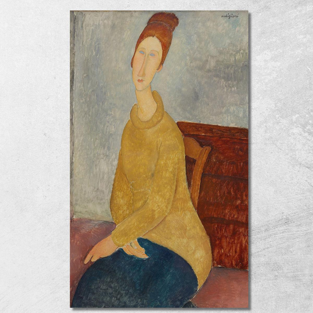 Jeanne Hébuterne In Maglione Giallo Amedeo Modigliani amd21 quadro stampato su tela