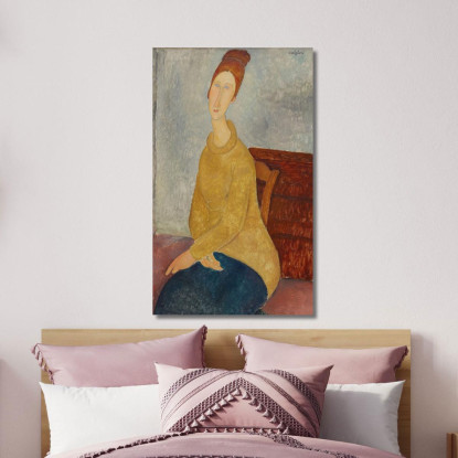 Jeanne Hébuterne In Maglione Giallo Amedeo Modigliani amd21 quadro stampato su tela