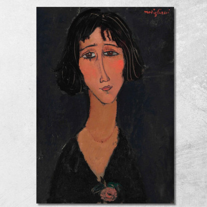 Giovane Donna Con La Rosa Margherita Amedeo Modigliani amd25 quadro stampato su tela