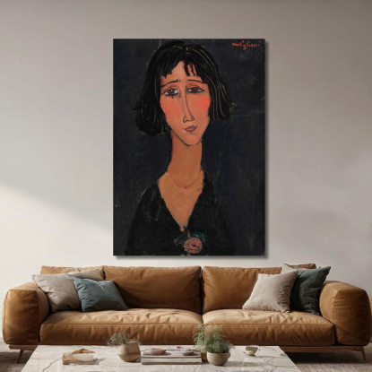 Giovane Donna Con La Rosa Margherita Amedeo Modigliani amd25 quadro stampato su tela