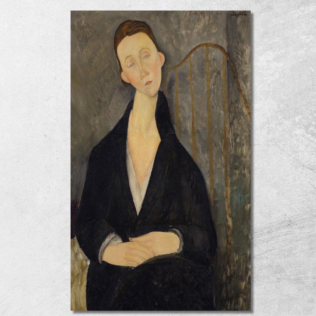Lunia Czechowska In Abito Nero Amedeo Modigliani amd33 quadro stampato su tela Lunia Czechowska In Abito Nero Amedeo Modigliani amd33 quadro stampato su tela