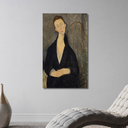 Lunia Czechowska In Abito Nero Amedeo Modigliani amd33 quadro stampato su tela