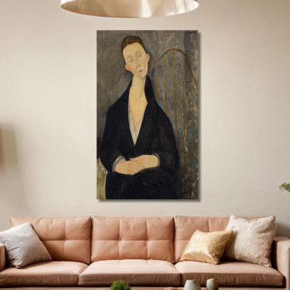 Lunia Czechowska In Abito Nero Amedeo Modigliani amd33 quadro stampato su tela