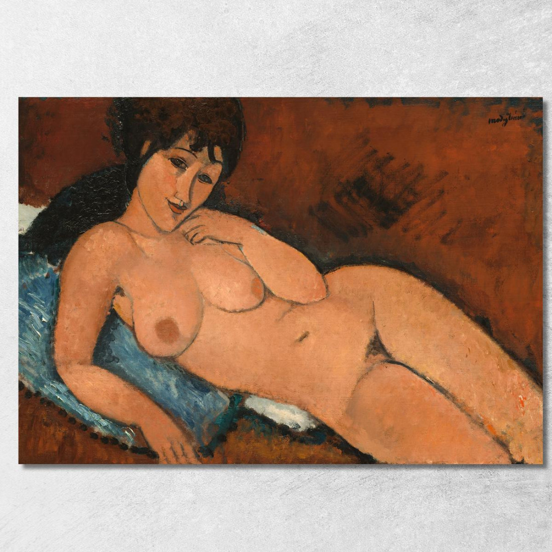 Nudo Su Un Cuscino Blu Amedeo Modigliani amd43 quadro stampato su tela Nudo Su Un Cuscino Blu Amedeo Modigliani amd43 quadro stampato su tela