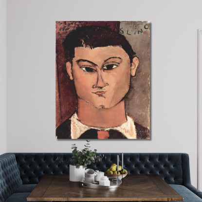 Ritratto Di Moise Kisling Amedeo Modigliani amd61 quadro stampato su tela