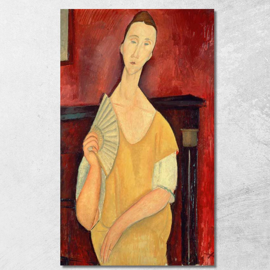 Donna Con Un Ventaglio Amedeo Modigliani amd74 quadro stampato su tela Donna Con Un Ventaglio Amedeo Modigliani amd74 quadro stampato su tela