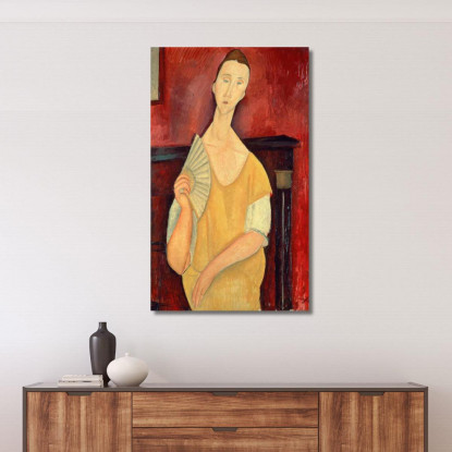 Donna Con Un Ventaglio Amedeo Modigliani amd74 quadro stampato su tela