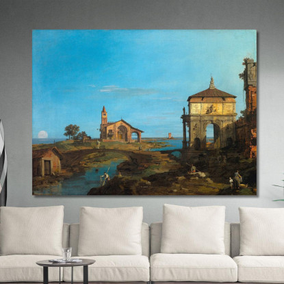Un'Isola Nella Laguna Con Una Porta E Una Chiesa Canaletto cnl5 quadro stampato su tela