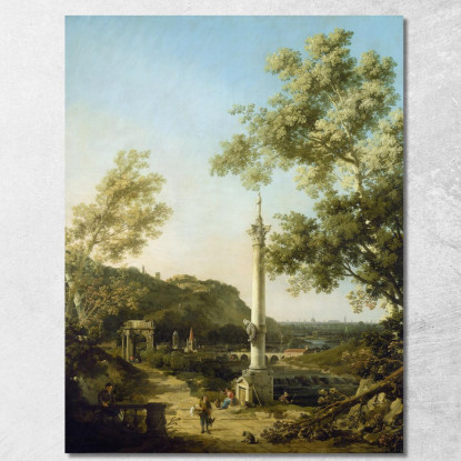 Capriccio Di Paesaggio Inglese Con Una Colonna Canaletto cnl24 quadro stampato su tela