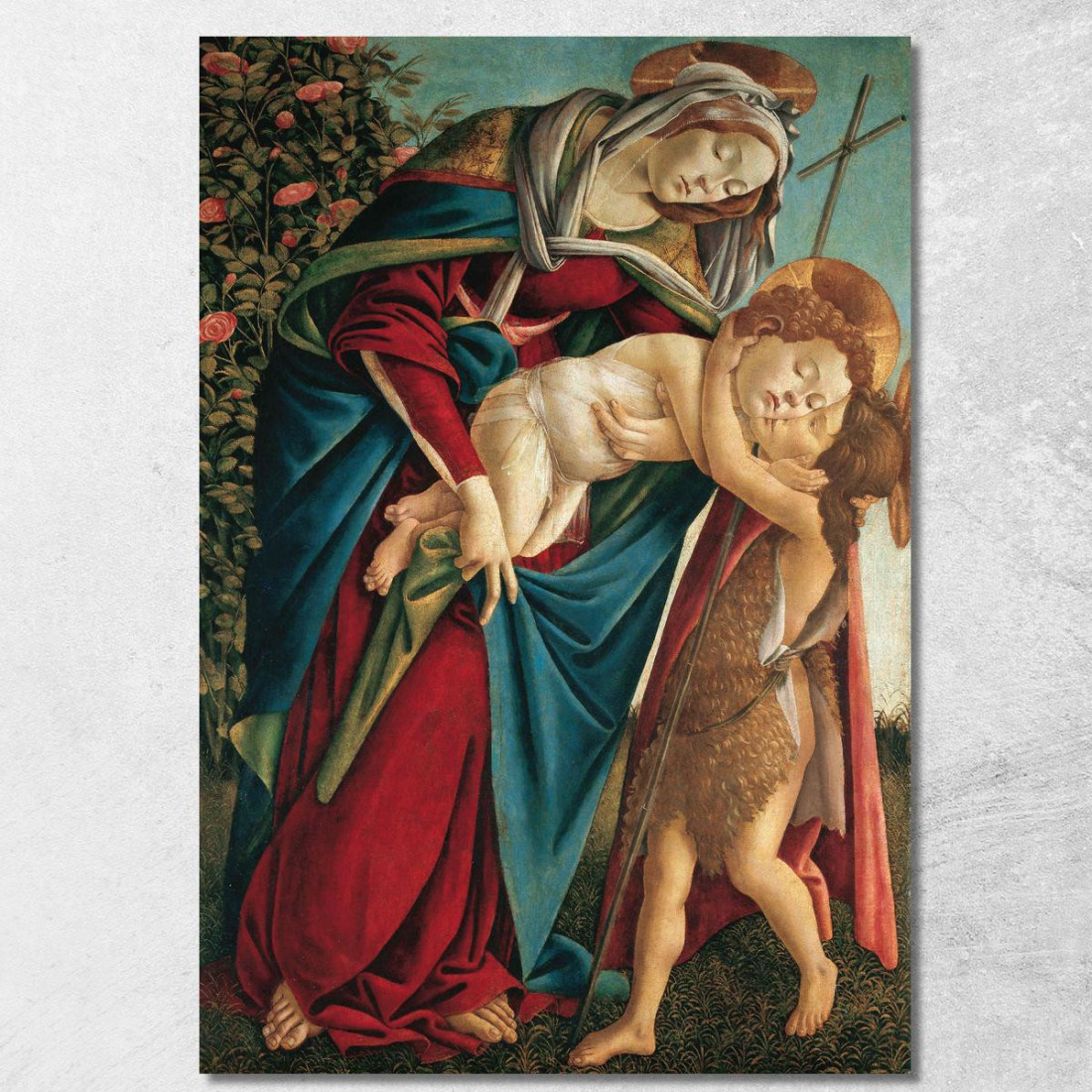 Madonna Col Bambino E San Giovannino Sandro Botticelli sbt22 quadro stampato su tela Madonna Col Bambino E San Giovannino Sandro Botticelli sbt22 quadro stampato su tela