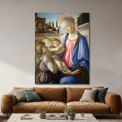 Madonna Col Bambino E Due Angeli Sandro Botticelli sbt23 quadro stampato su tela