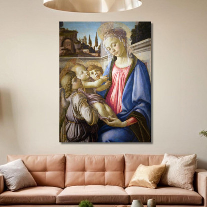 Madonna Col Bambino E Due Angeli Sandro Botticelli sbt23 quadro stampato su tela