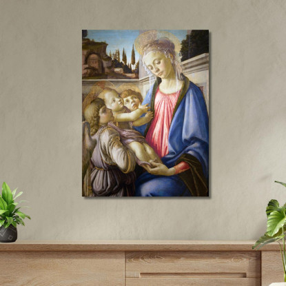 Madonna Col Bambino E Due Angeli Sandro Botticelli sbt23 quadro stampato su tela