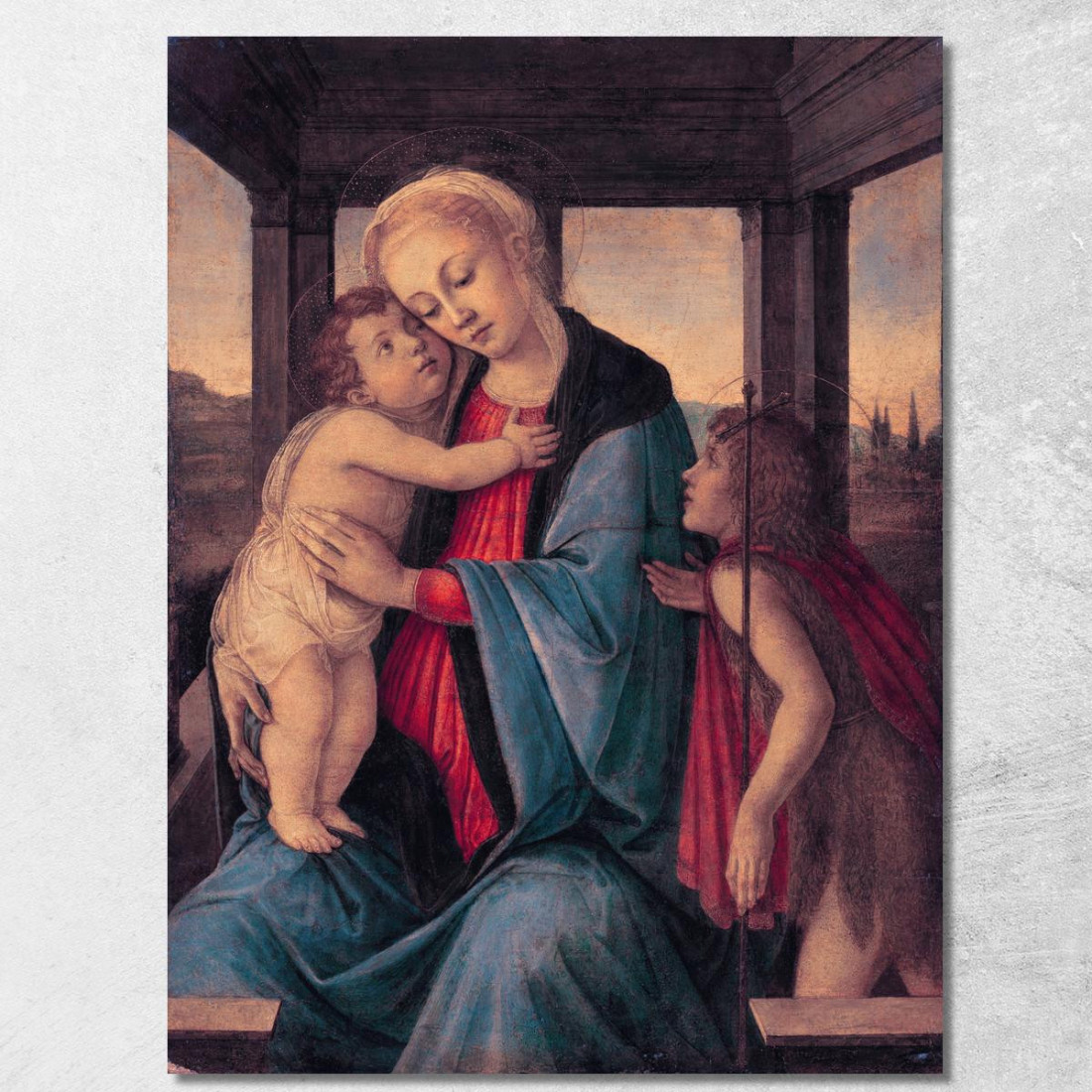 La Madonna Con Il Bambino E San Giovanni Battista Neonato Sandro Botticelli sbt39 quadro stampato su tela La Madonna Con Il Bambino E San Giovanni Battista Neonato Sandro Botticelli sbt39 quadro stampato su tela