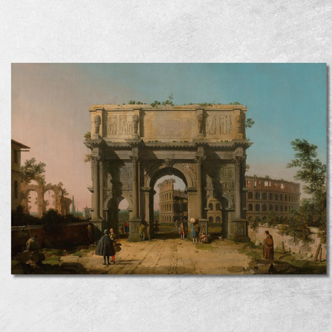 Veduta Dell'Arco Di Costantino Con Il Colosseo Canaletto cnl72 quadro stampato su tela Veduta Dell'Arco Di Costantino Con Il Colosseo Canaletto cnl72 quadro stampato su tela