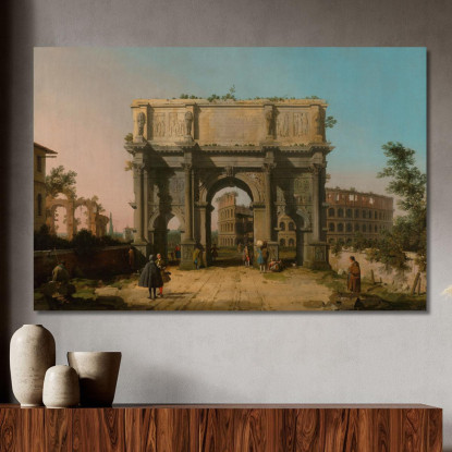 Veduta Dell'Arco Di Costantino Con Il Colosseo Canaletto cnl72 quadro stampato su tela