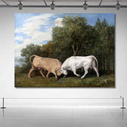 Tori Che Combattono 1786 George Stubbs gst11 quadro stampato su tela
