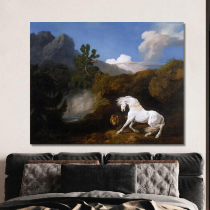 Cavallo Spaventato Da Un Leone George Stubbs gst22 quadro stampato su tela