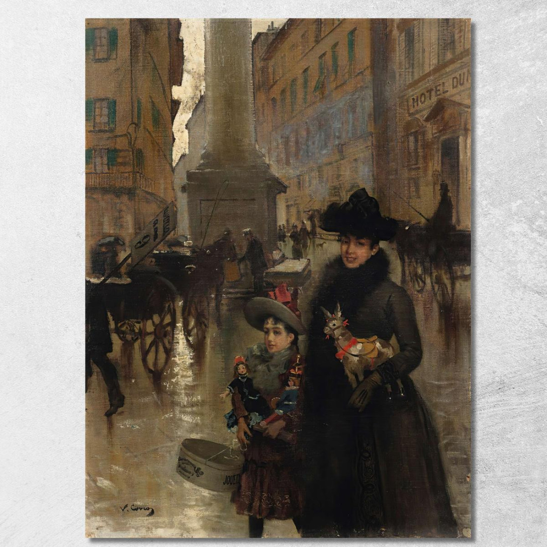 Piazza Santa Trinità Florence Vittorio Matteo Corcos vmc20 quadro stampato su tela Piazza Santa Trinità Florence Vittorio Matteo Corcos vmc20 quadro stampato su tela