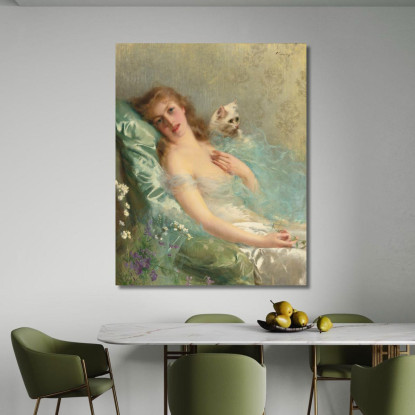 Il Gatto Bianco Vittorio Matteo Corcos vmc35 quadro stampato su tela