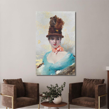 Un Elegante Vittorio Matteo Corcos vmc37 quadro stampato su tela